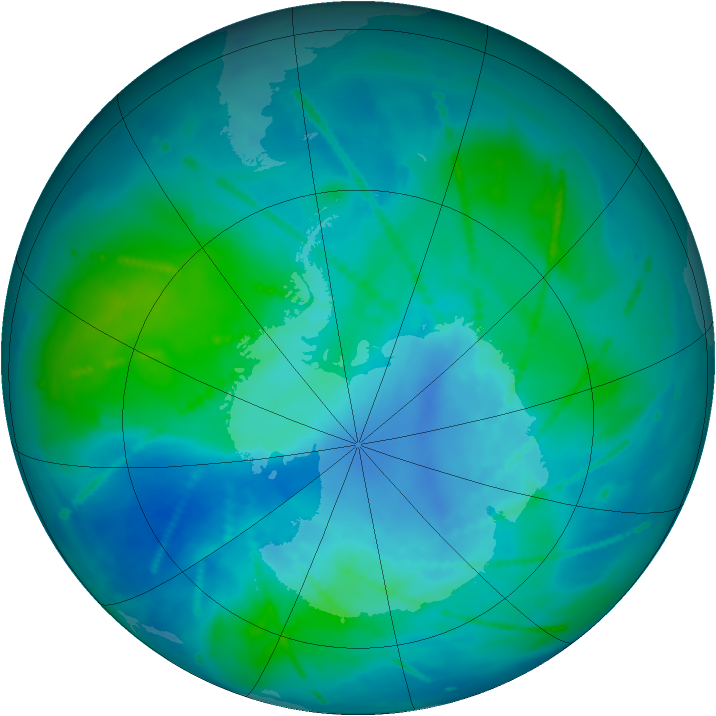 Antarctic ozone map for 21 February 2011